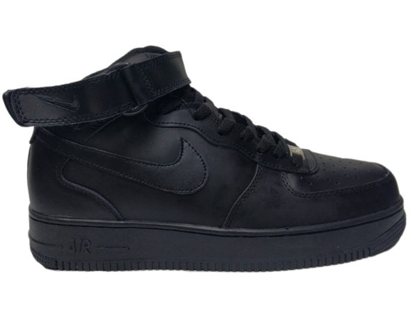 Nike Air Force 1 Mid на меху черные (35-46)