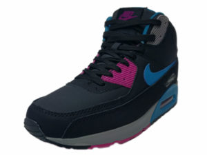 Зимние Nike Air Max 90 Mid черные с синим - фото спереди