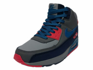 Зимние Nike Air Max 90 Mid серые с красно-синим - фото спереди