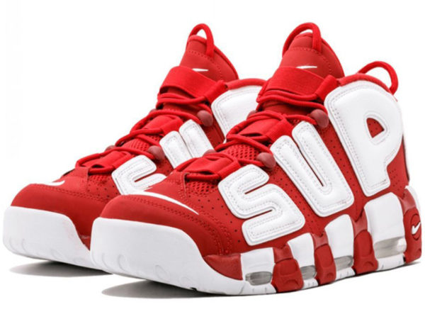 Nike Air More Uptempo X Supreme красные с белым (40-46)