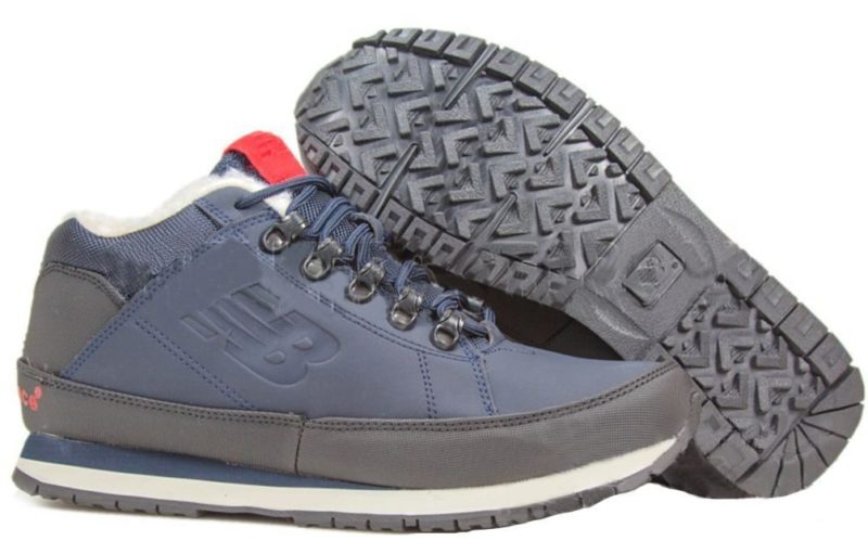 Кроссовки New Balance 754 с мехом кожаные синие с черным 40-44