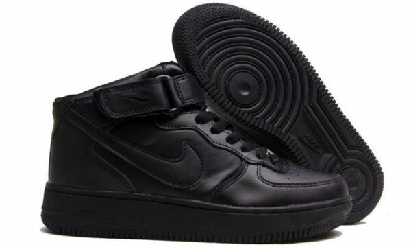 Зимние Nike Air Force 1 Mid с мехом Black черные 35-45