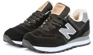 Зимние NEW BALANCE 574 с мехом замша Black (36-44)