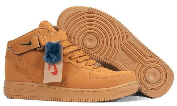 Зимние Nike Air Force 1 Mid с мехом коричневые 40-45