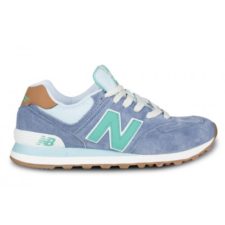 NEW BALANCE 574 замша голубые с зеленым (35-39)