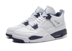 Air Jordan 4 Retro белые с синим кожа (40-45)