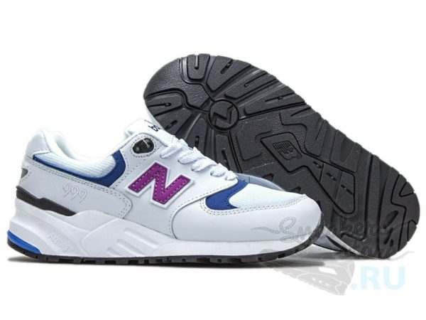 New Balance 999 кожа-сетка белые с синим (36-40)