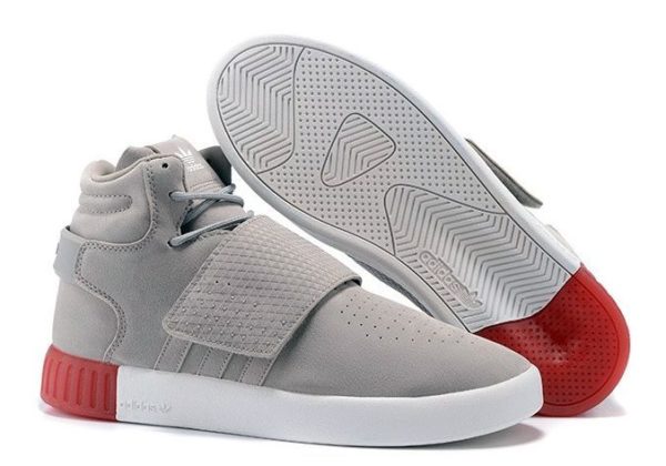 Adidas Tubular Invader Strap серые с красным (40-44)