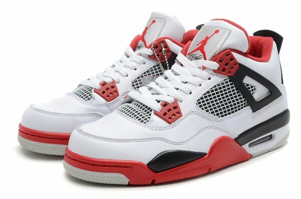 Nike Air Jordan 4 Retro белые с красным и черным (39-45)