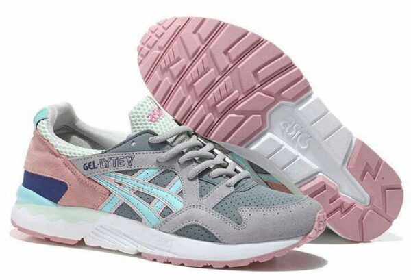 Asics Gel Lyte 5 серые с зеленым и розовым (35-40)