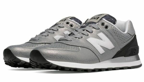 New Balance 574 кожа-сетка серебряные (36-40)