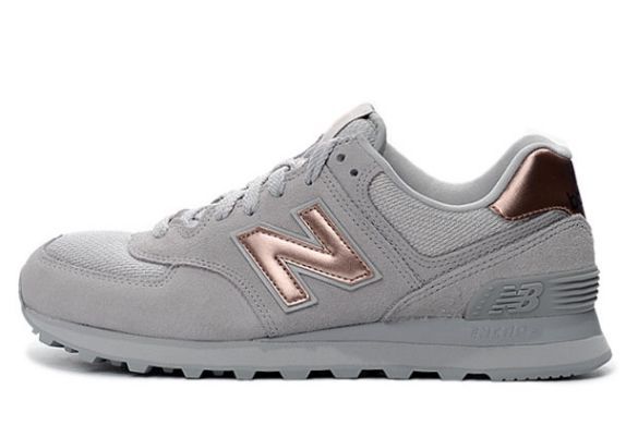 New Balance 574 замша серые с золотым (35-39)