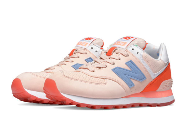 New Balance 574 нубук розовые с красным (35-40)