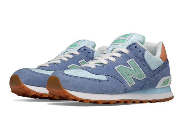 New Balance 574 замша-сетка сине-голубые с мятным (36-40)