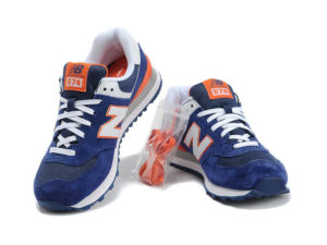 Кроссовки New Balance 574 синие с оранжевым (35-40)