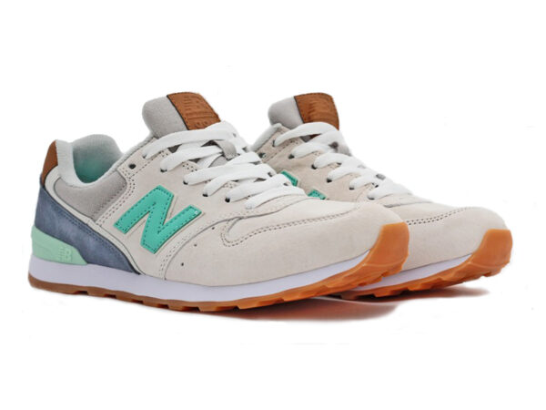 New Balance 996 замшевые бежевые с бирюзовым (36-40)