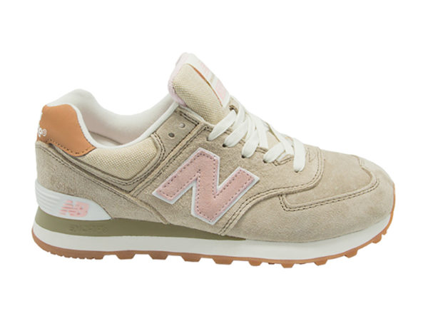 New Balance 574 замшевые бежевые с розовым (35-40)