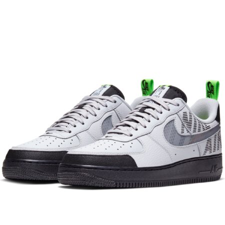 Nike Air Force 1 '07 LV8 бело-серые с черным кожаные мужские (40-44)