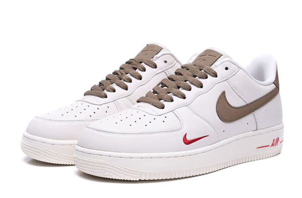 Nike Air Force 1 07 LV8 белые с коричневым кожаные мужские-женские (35-44)