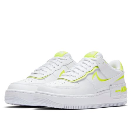 Nike Air Force 1 Shadow белые с желтым кожаные женские (35-39)