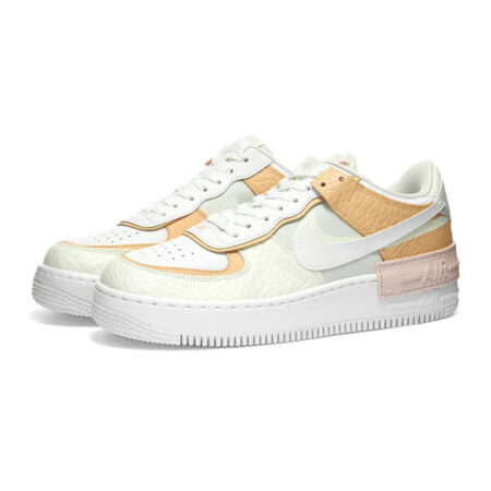 Nike Air Force 1 Shadow бело-бежевые с розовым кожаные женские (35-39)