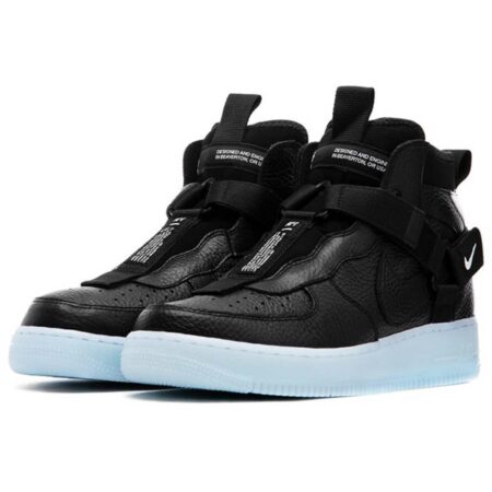 Nike Air Force 1 Utility Mid чёрные кожаные мужские (40-44)