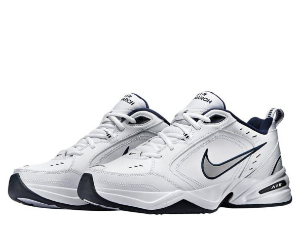 Nike Air Monarch белые с синим кожаные мужские (40-44)