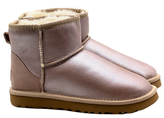 Зимние Ботинки UGG Classic Bailey Mini с мехом перламутровые (35-40)