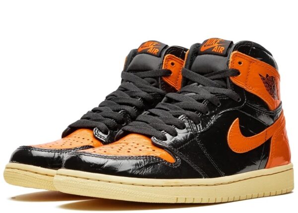 Nike Air Jordan 1 Shattered Backboard 1.0 черно-оранжевые кожаные мужские-женские (35-45)