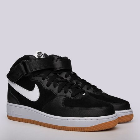 Nike Air Force 1 Mid 07 черные кожа-нубук мужские (40-44)