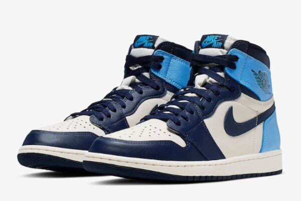 Nike Air Jordan 1 Obsidian сине-бело-голубые кожаные мужские-женские (35-44)