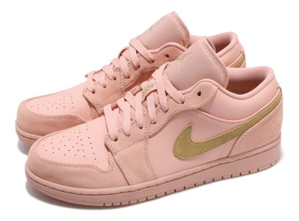 Nike Air Jordan 1 Low Coral Gold коралловые кожа-нубук женские (35-39)