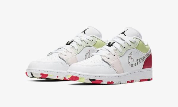 Nike Air Jordan 1 Low GS белые с розовым кожаные женские (35-39)