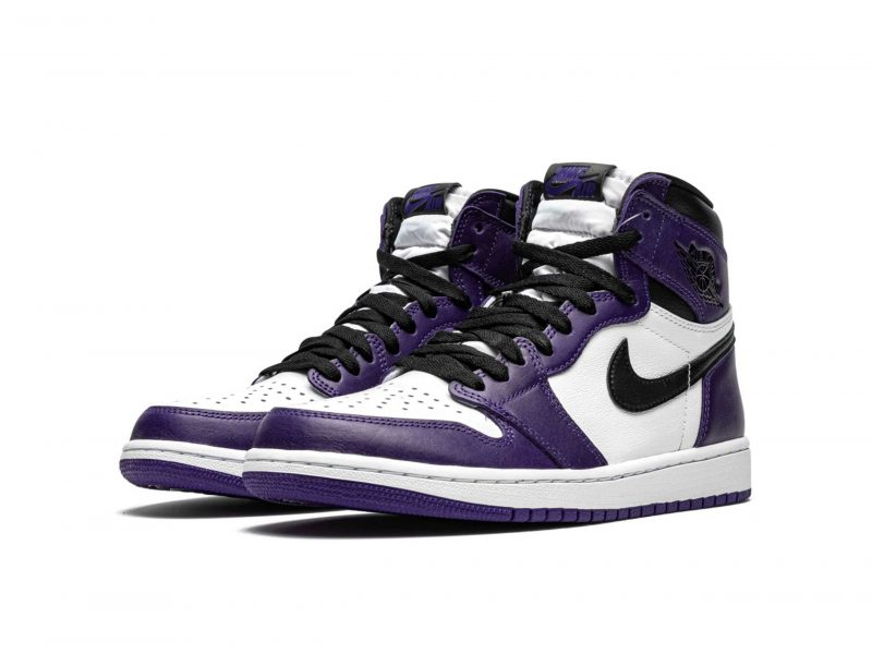 Nike Air Jordan 1 High White Court Purple 2.0 фиолетовые с белым кожаные мужские-женские (36-40)